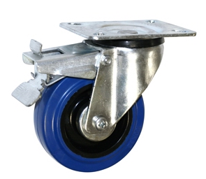 Колесные опоры поворотные серия SCLb с тормозом, синяя эластичная резина