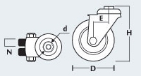 Колесные опоры поворотные мебельные крепление под болт серия SChnd (двойной нейлоновый ролик).  